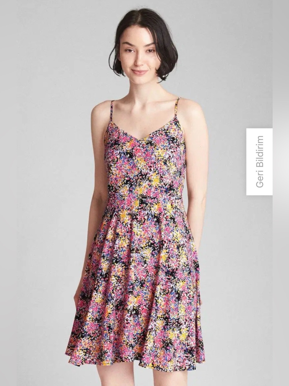 GAP Pink Multi Floral Spaghetti-Strap Mini Dress